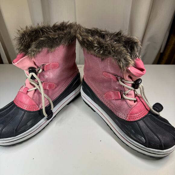 Cat & Jack Snow Boots Pink with Thinsulate Lining and Faux Fir Girls Size 4 - Picture 4 of 10